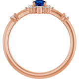 14K Gold Oval Natural Blue Sapphire Halo-Style Ring - Rose Gold - view 2