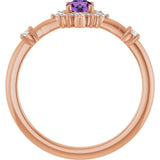 14K Gold Oval Natural Amethyst Halo-Style Ring - Rose Gold - view 2