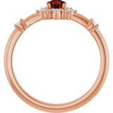 14K Gold Oval Natural Mozambique Garnet Halo-Style Ring - Rose Gold - view 2