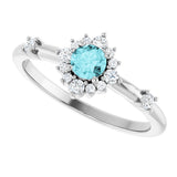 14K Gold Oval Natural Blue Zircon Halo-Style Ring - White Gold - view 5