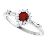 Platinum Oval Natural Mozambique Garnet Halo-Style Ring - view 5