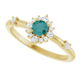 14K Gold Oval Lab-Grown Alexandrite Halo-Style Ring - Yellow Gold - view 5