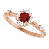 14K Gold Oval Natural Mozambique Garnet Halo-Style Ring - Rose Gold - view 5