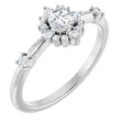 Platinum Oval Natural White Sapphire Halo-Style Ring