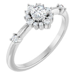 Platinum Oval Natural White Sapphire Halo-Style Ring