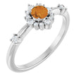Platinum Oval Natural Citrine Halo-Style Ring