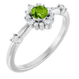Platinum Oval Natural Peridot Halo-Style Ring