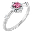 Platinum Oval Natural Pink Tourmaline Halo-Style Ring