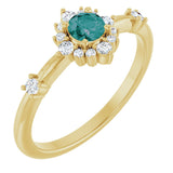 14K Gold Oval Lab-Grown Alexandrite Halo-Style Ring - Yellow Gold