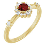14K Gold Oval Natural Mozambique Garnet Halo-Style Ring - Yellow Gold