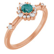 14K Gold Oval Lab-Grown Alexandrite Halo-Style Ring - Rose Gold