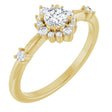 14K Gold Round Lab-Grown Diamond Halo-Style Ring - Yellow Gold