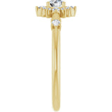 14K Gold Oval Natural White Sapphire Halo-Style Ring - Yellow Gold - view 4