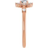 14K Gold Oval Natural White Sapphire Halo-Style Ring - Rose Gold - view 4
