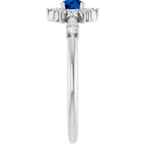 14K Gold Oval Natural Blue Sapphire Halo-Style Ring - White Gold - view 4