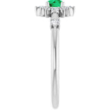 Platinum Oval Lab-Grown Emerald Halo-Style Ring - view 4