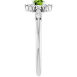 14K Gold Oval Natural Peridot Halo-Style Ring - White Gold - view 4