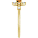 14K Gold Oval Natural Citrine Halo-Style Ring - Yellow Gold - view 4