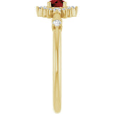 14K Gold Oval Natural Mozambique Garnet Halo-Style Ring - Yellow Gold - view 4