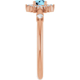 14K Gold Oval Natural Aquamarine Halo-Style Ring - Rose Gold - view 4