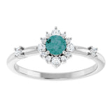 Platinum Oval Lab-Grown Alexandrite Halo-Style Ring - view 3
