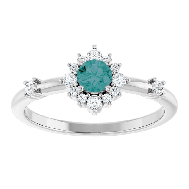 Platinum Oval Lab-Grown Alexandrite Halo-Style Ring - view 3