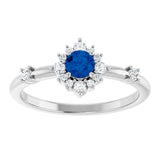 14K Gold Oval Natural Blue Sapphire Halo-Style Ring - White Gold - view 3