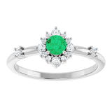 Platinum Oval Lab-Grown Emerald Halo-Style Ring - view 3