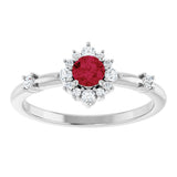 Platinum Oval Lab-Grown Ruby Halo-Style Ring - view 3