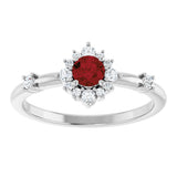 Platinum Oval Natural Mozambique Garnet Halo-Style Ring - view 3