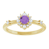 14K Gold Oval Natural Amethyst Halo-Style Ring - Yellow Gold - view 3