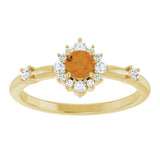 14K Gold Oval Natural Citrine Halo-Style Ring - Yellow Gold - view 3
