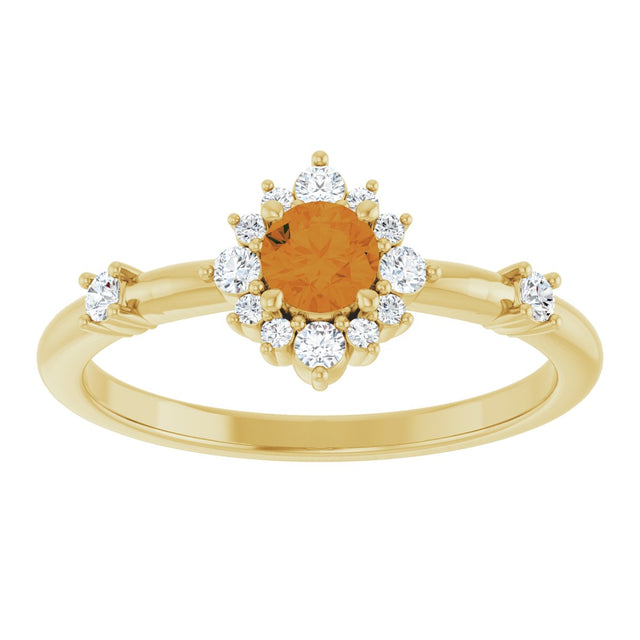 14K Gold Oval Natural Citrine Halo-Style Ring - Yellow Gold - view 3