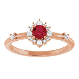 14K Gold Oval Lab-Grown Ruby Halo-Style Ring - Rose Gold - view 3