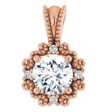14K Gold Round Natural Diamond Accented Pendant – 3/8 CTW