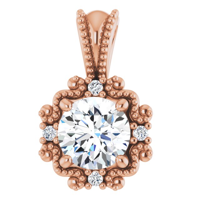 14K Gold Round Natural Diamond Accented Pendant – 3/8 CTW