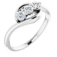 14K Gold Round Natural Diamond Three-Stone Bypass Ring – 3mm Stones - White Gold