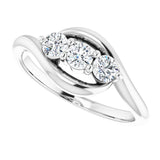 Platinum Round Natural Diamond Three-Stone Bypass Ring – 3mm Stones - view 5