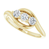 14K Gold Round Natural Diamond Three-Stone Bypass Ring – 3mm Stones - Yellow Gold - view 5
