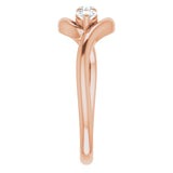 14K Gold Round Natural Diamond Three-Stone Bypass Ring – 3mm Stones - Rose Gold - view 4