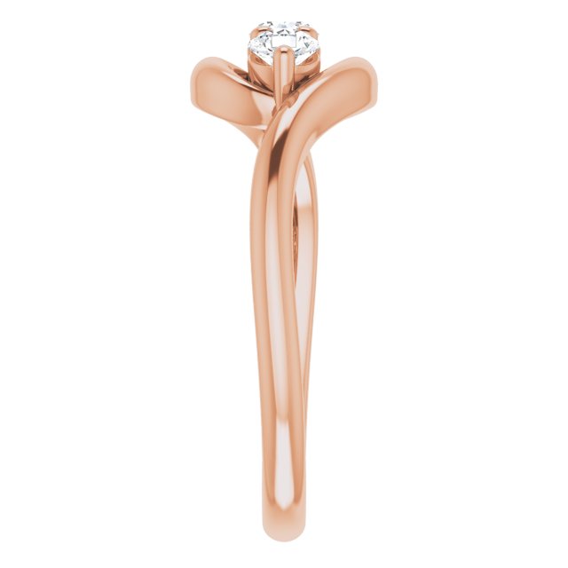 14K Gold Round Natural Diamond Three-Stone Bypass Ring – 3mm Stones - Rose Gold - view 4