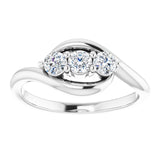 Platinum Round Natural Diamond Three-Stone Bypass Ring – 3mm Stones - view 3
