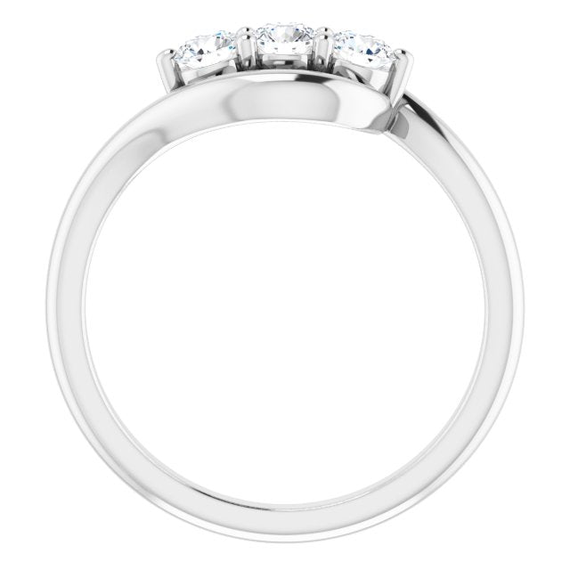 Platinum Round Natural Diamond Three-Stone Bypass Ring – 3mm Stones - view 2