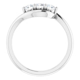14K Gold Round Natural Diamond Three-Stone Bypass Ring – 3mm Stones - White Gold - view 2