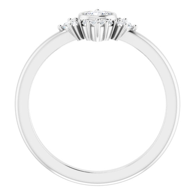 Platinum Round Natural White Sapphire Halo-Style Ring - view 2