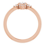 14K Gold Round Natural White Sapphire Halo-Style Ring - Rose Gold - view 2