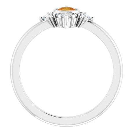 Platinum Round Natural Citrine Halo-Style Ring - view 2