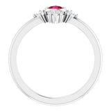 Platinum Round Natural Ruby Halo-Style Ring - view 2