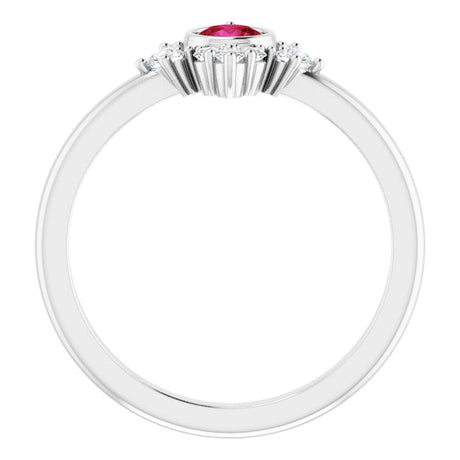 Platinum Round Natural Ruby Halo-Style Ring - view 2
