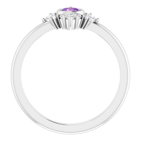Platinum Round Natural Amethyst Halo-Style Ring – 4mm Stones - view 2